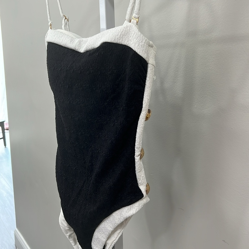 Tory Colorblock Chic Bandeau One Piece Swimsuit in Black - Picture 5 of 12